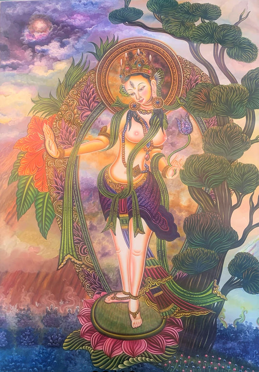 White Tara Thangka Painting 60*45 - The Thangka