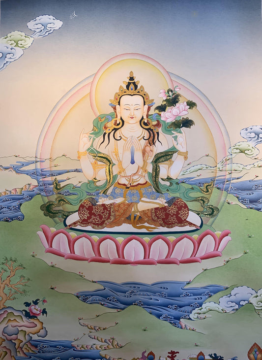 Chenrezig Thangka Painting 60*45 - The Thangka