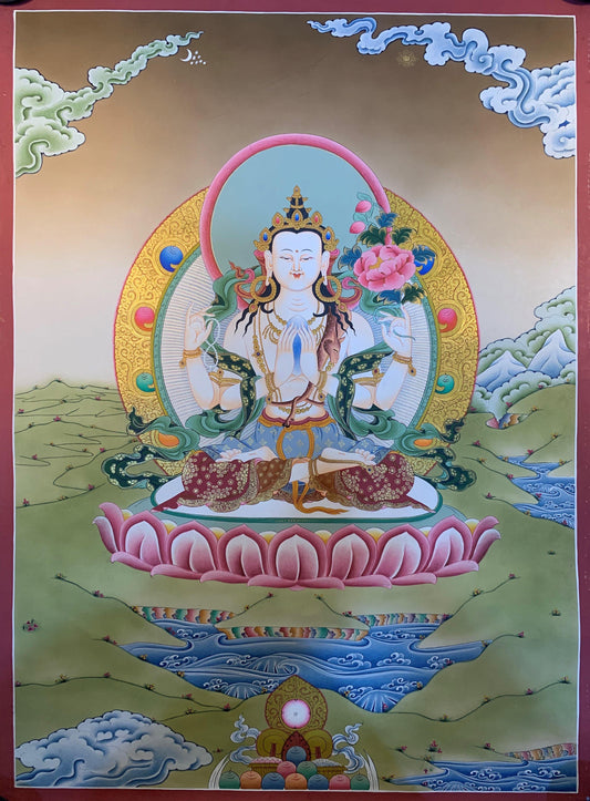 Chenrezig Thangka Painting 52*40 - The Thangka