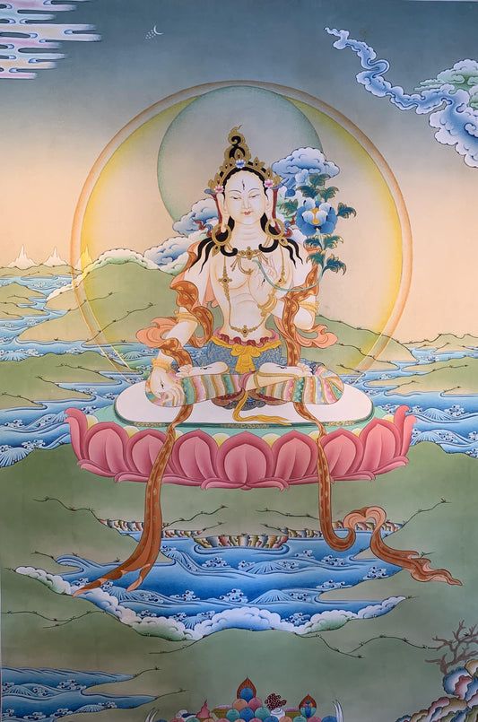 White Tara Thangka Painting 70*50 - The Thangka