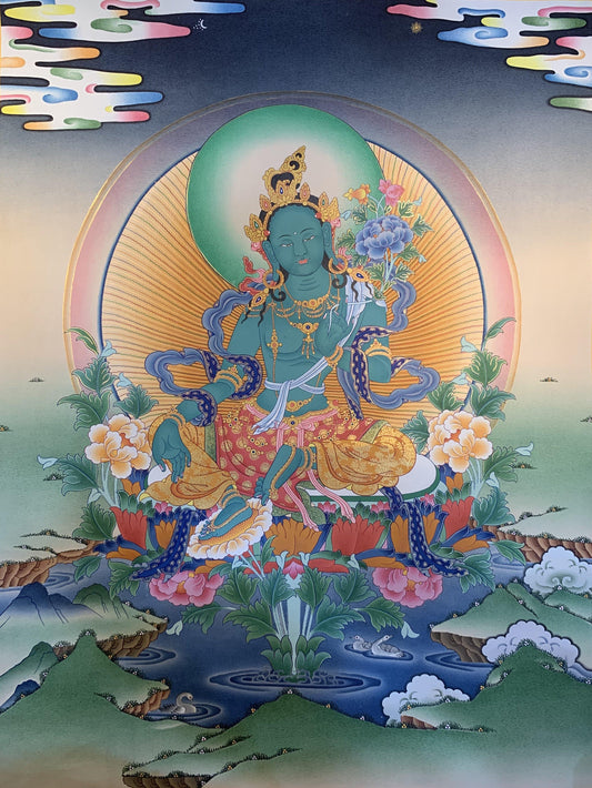 Green Tara Thangka Painting 60*45 - The Thangka