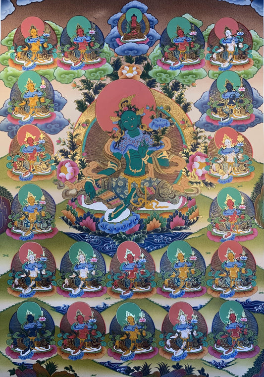 21 Taras Green Tara Thangka Painting 70*50 - The Thangka