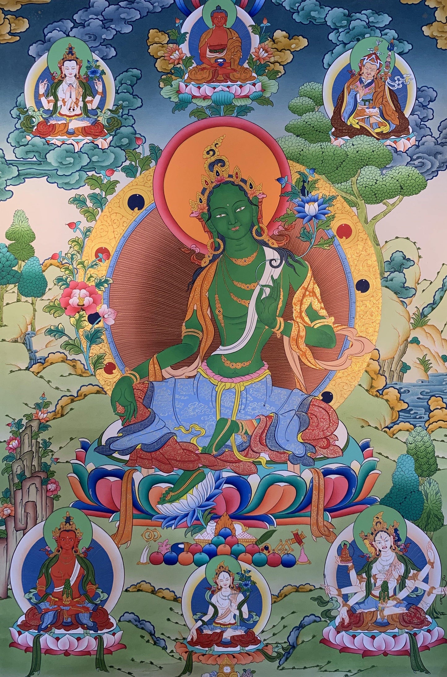 Green Tara Thangka Painting 70*50 - The Thangka