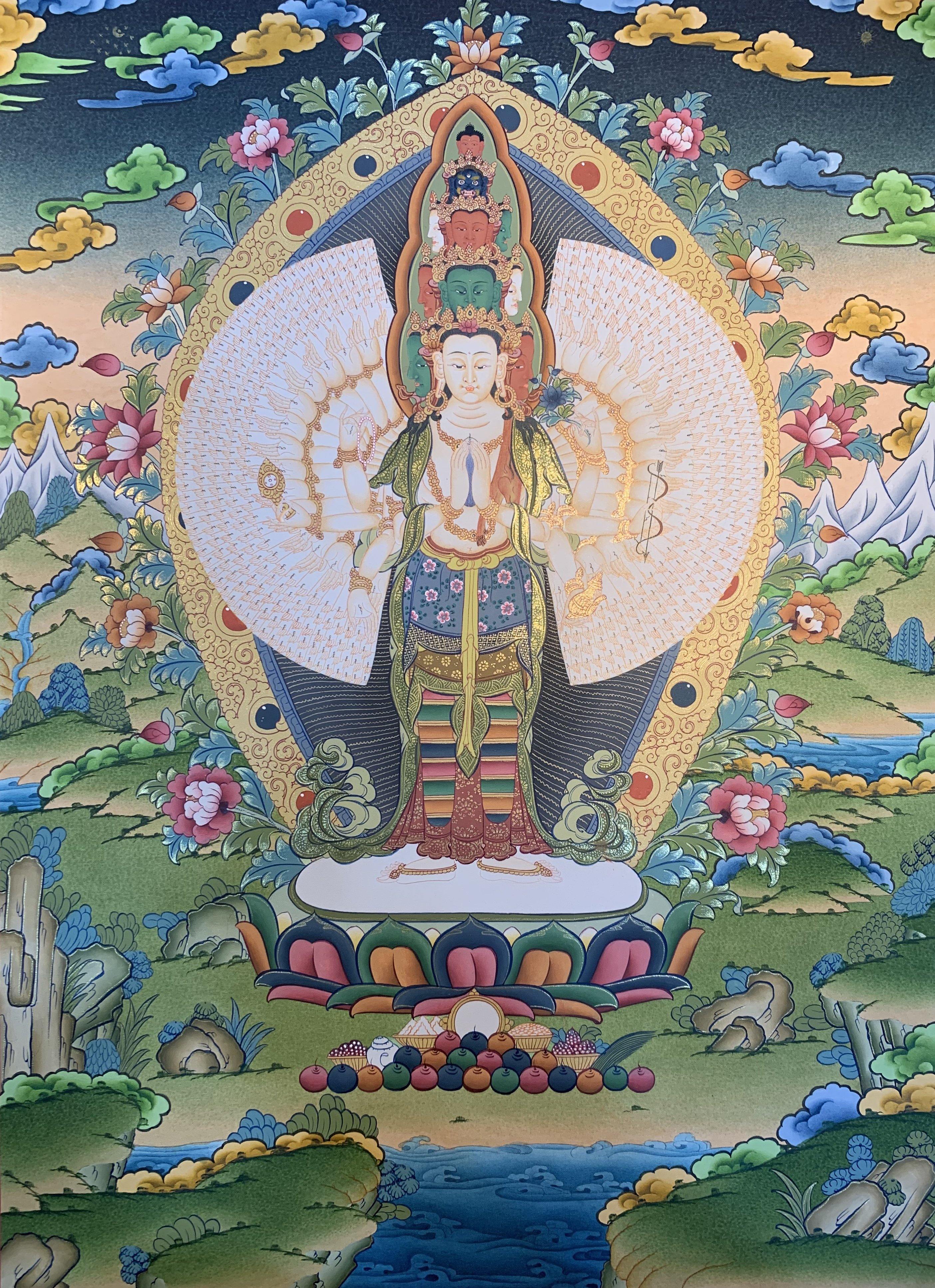 Avalokiteshvara Thangka Painting 52*41 - The Thangka