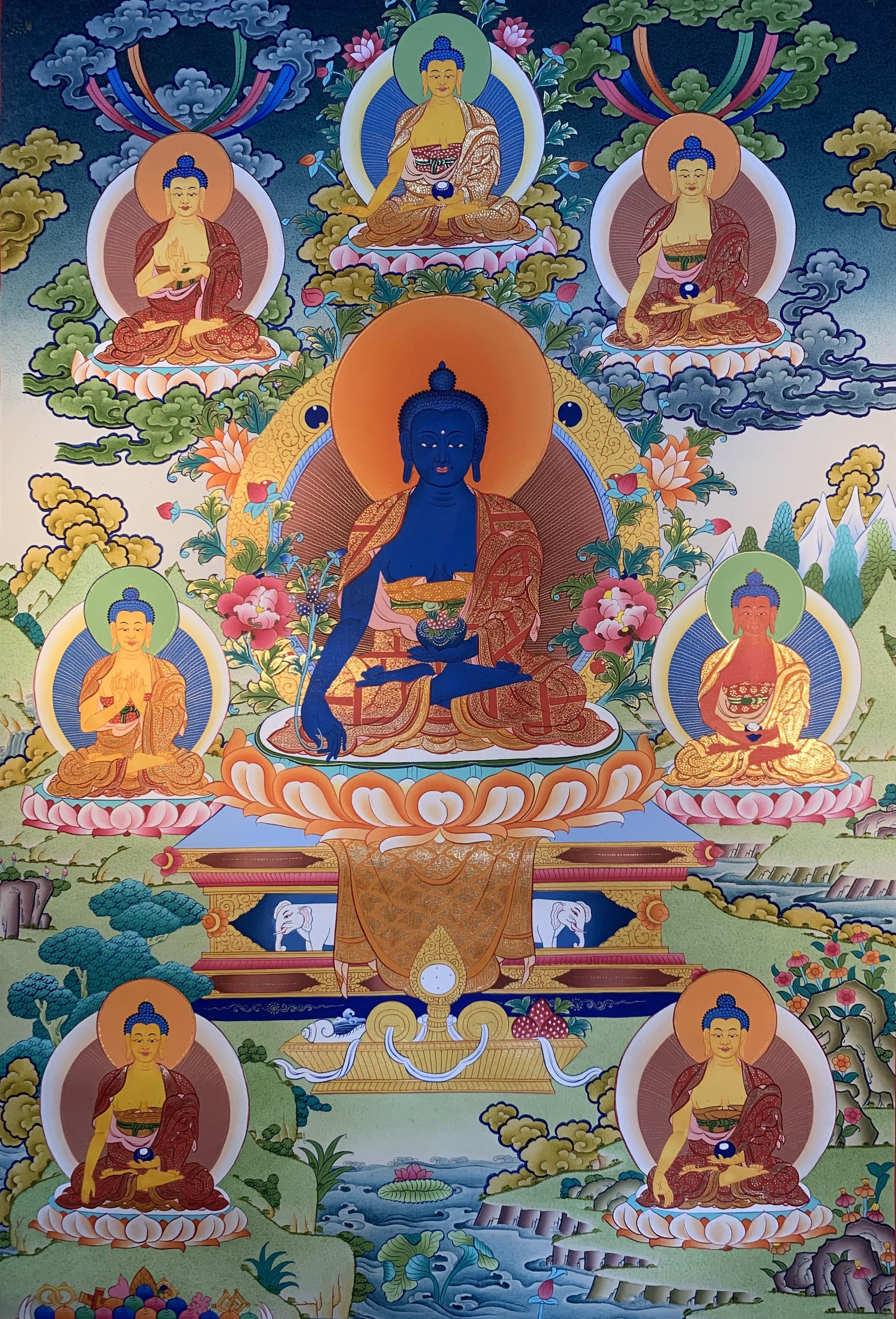 Medicine Buddha Thangka Painting 70*50 - The Thangka