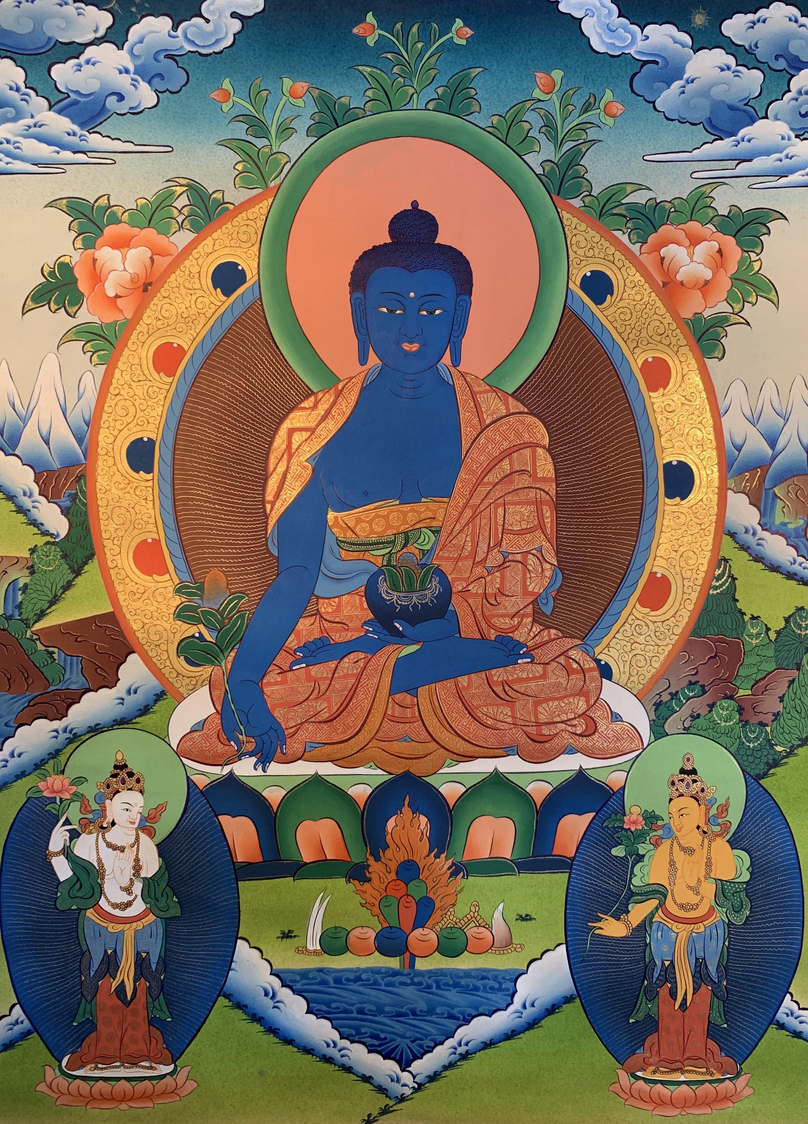 Medicine Buddha Thangka Painting 50*40 - The Thangka