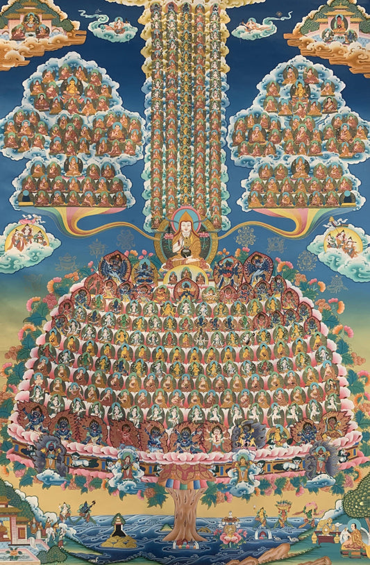 Gelug Lineage Refuge Tree Thangka Painting 93*64 - The Thangka