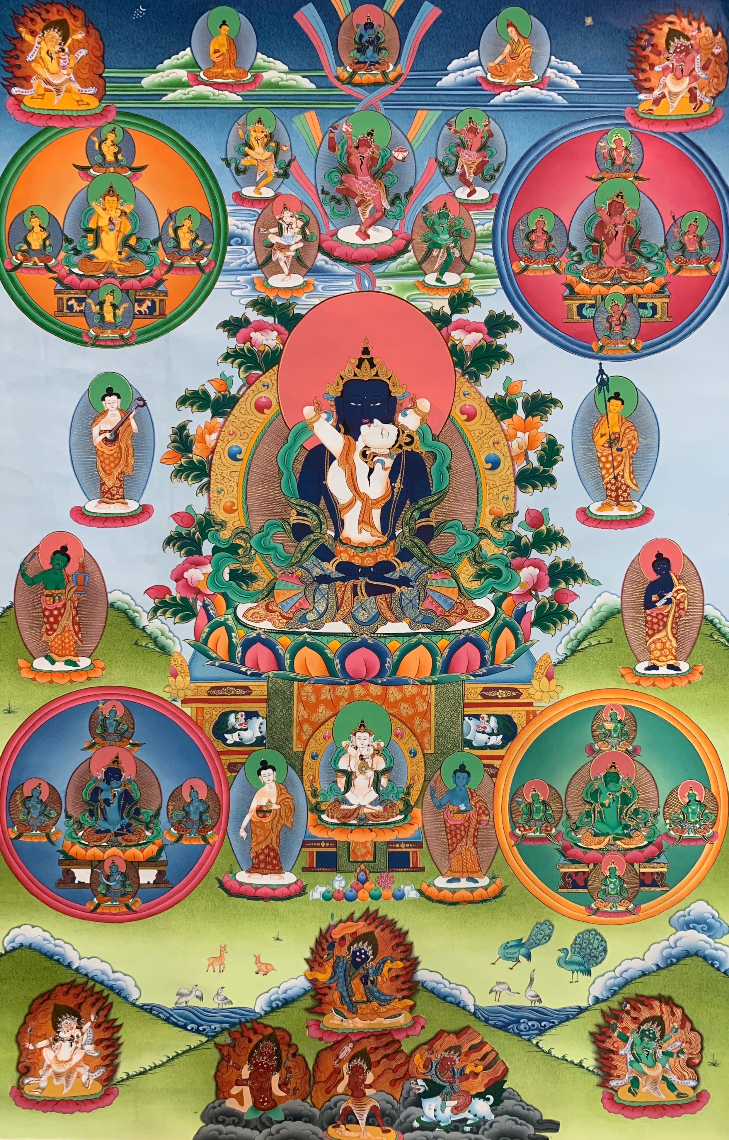 Bardo Shitro Forty-Two Peaceful Deities Thangka Painting 88*60 - The Thangka