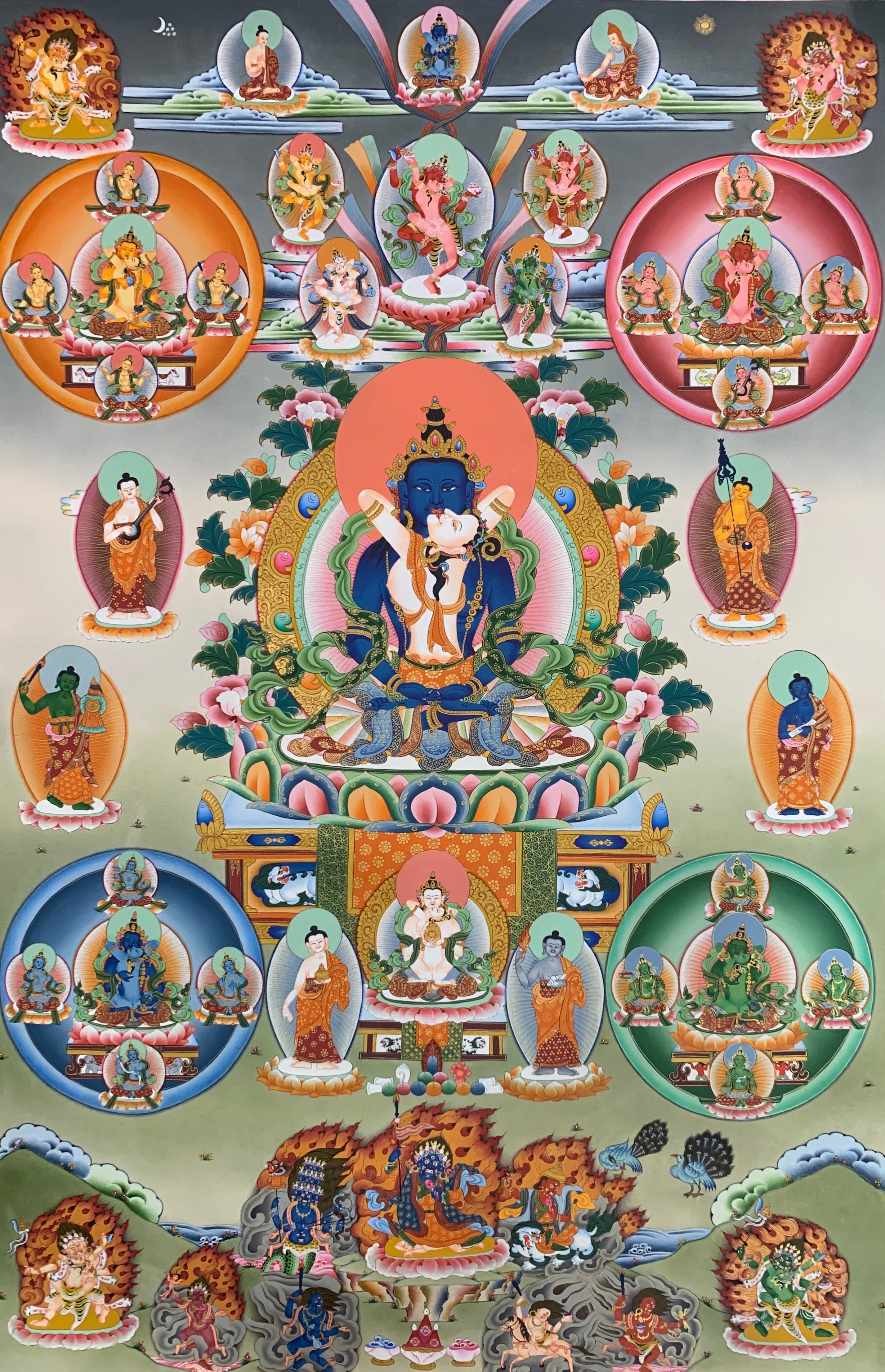 Bardo Shitro Forty-Two Peaceful Deities Thangka Painting 76*50 - The Thangka