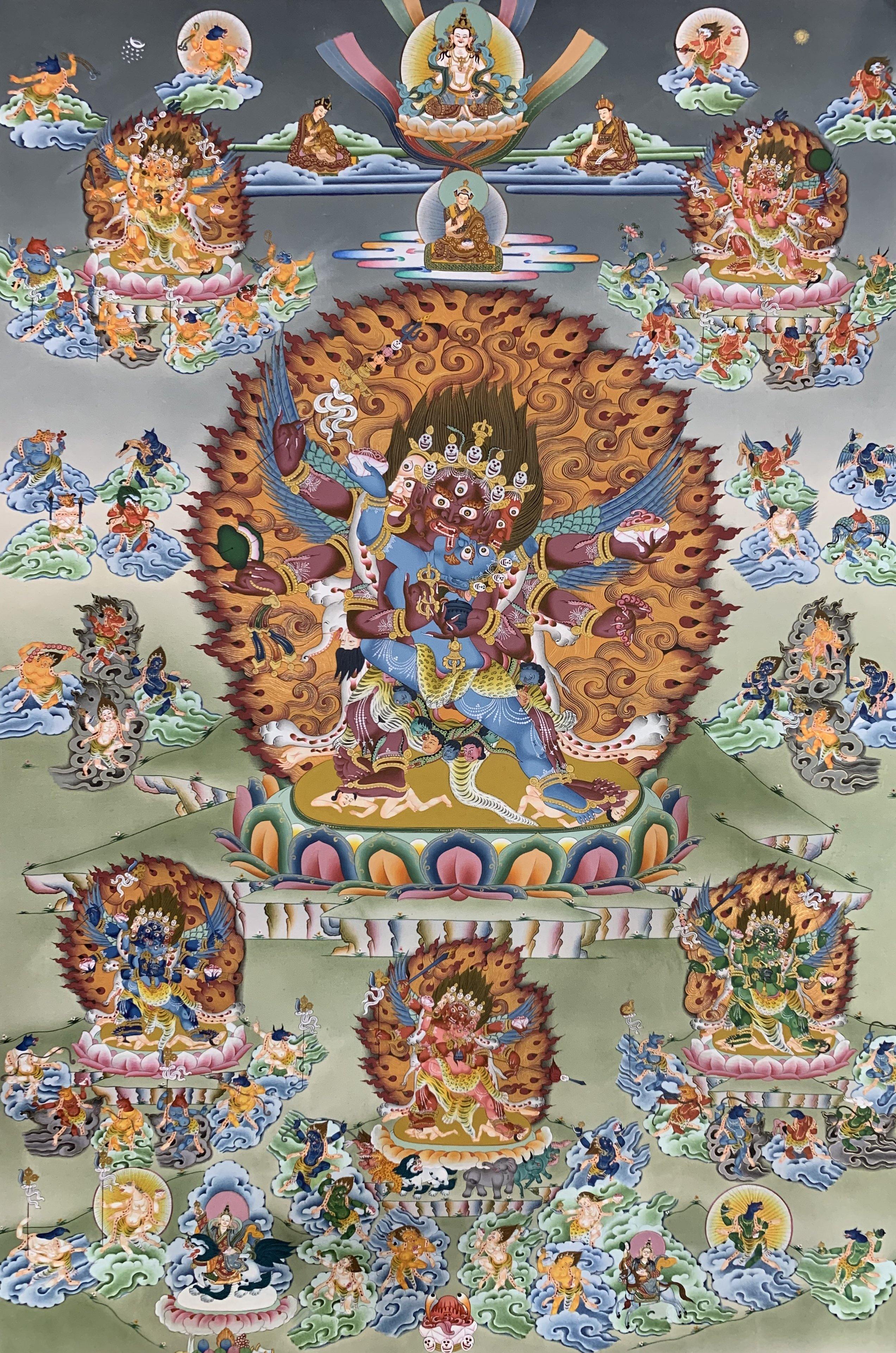 Bardo Shitro Fifty-Eight Wrathful Deities Thangka Painting 76*50 - The Thangka