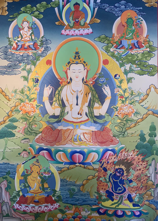 Chenrezig Thangka Painting 70*50 - The Thangka