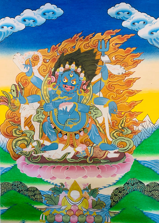 Wrathful Deity 6 Arms Mahakala Thangka Paintings 50*40 - The Thangka