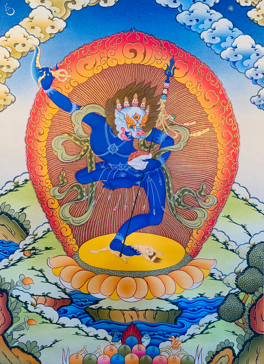 Simhamukha Thangka Painting 50*40 - The Thangka