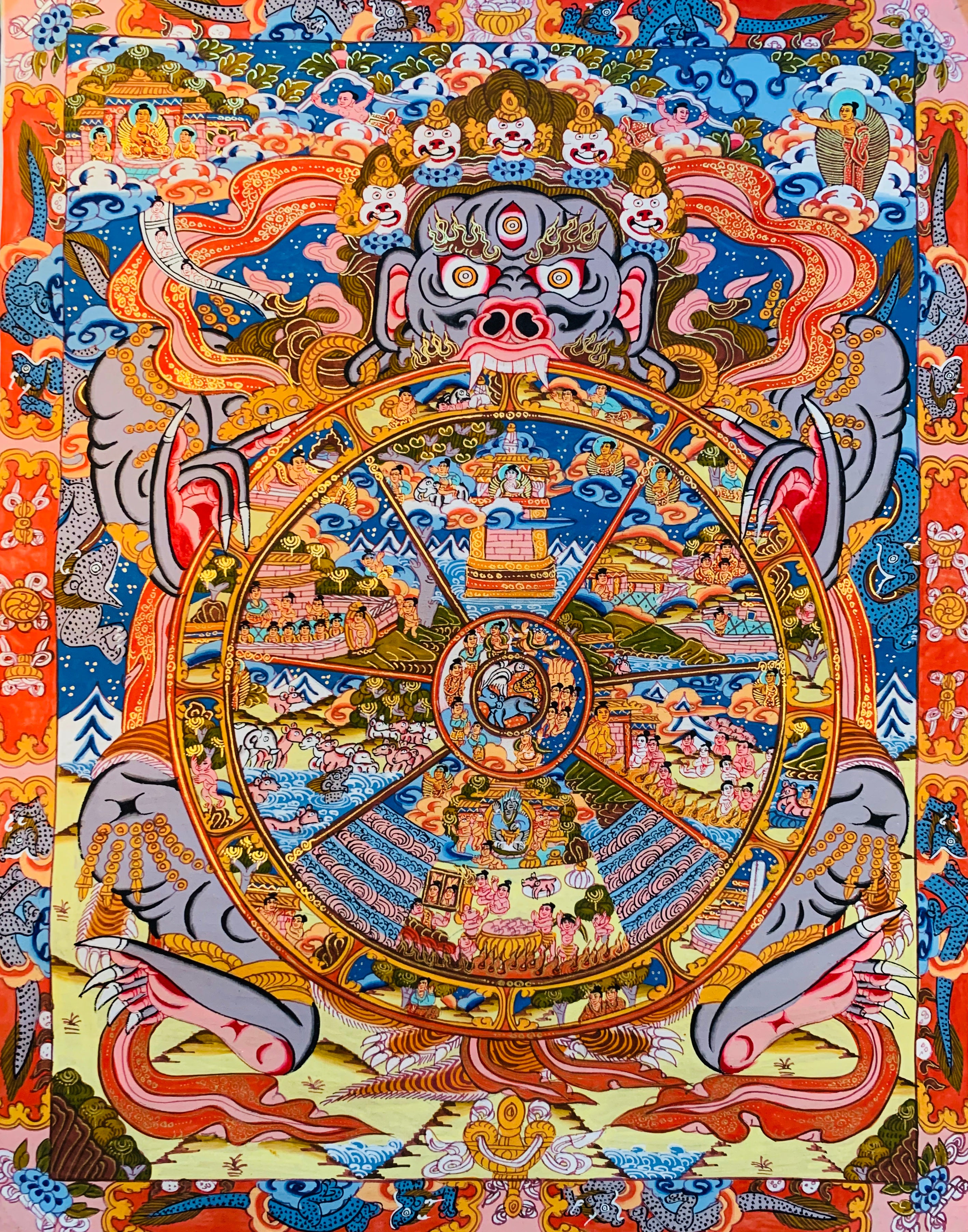The Wheel of Life Thangka Painting 48*36 - The Thangka