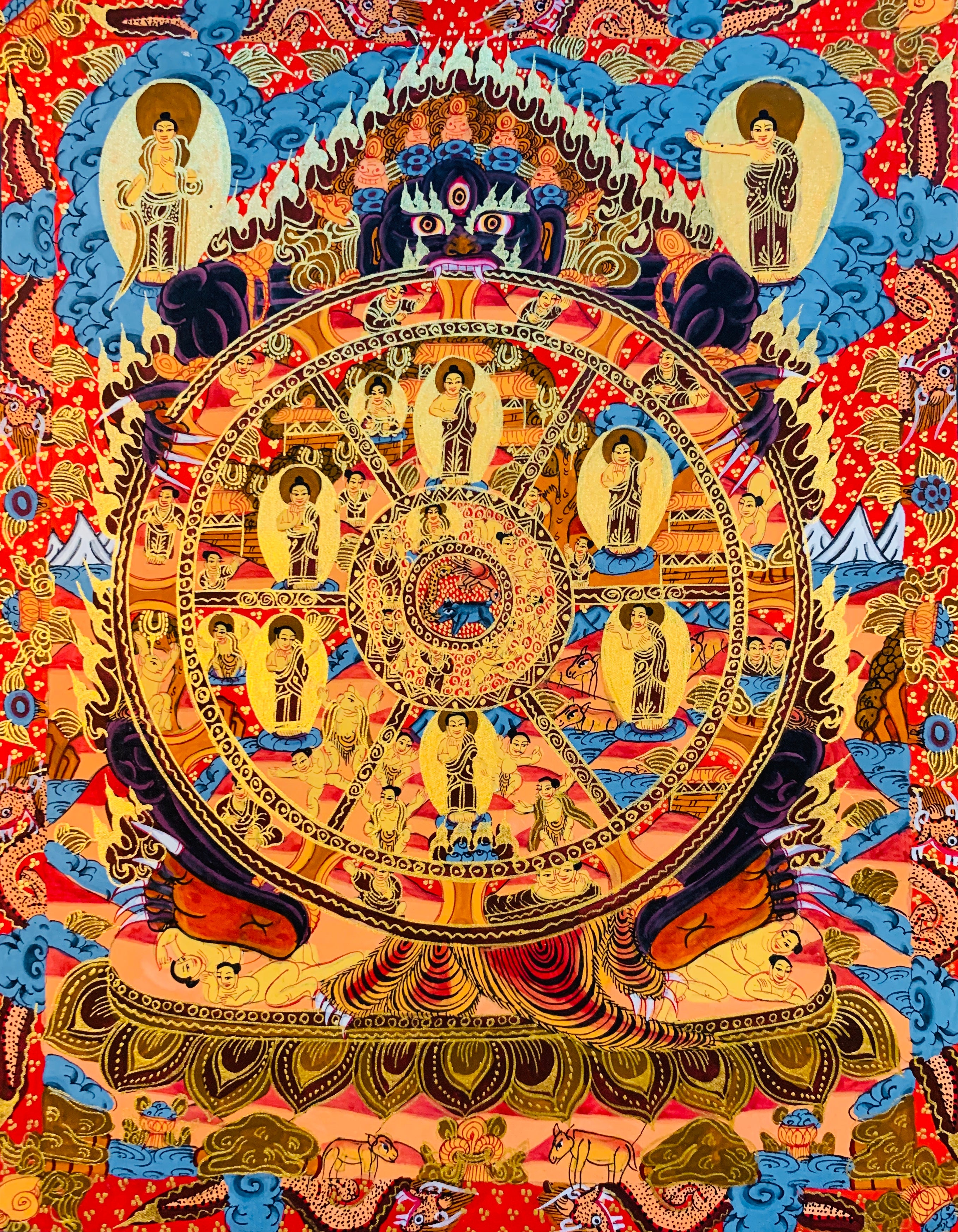 The Wheel of Life Thangka Painting 35*26 - The Thangka