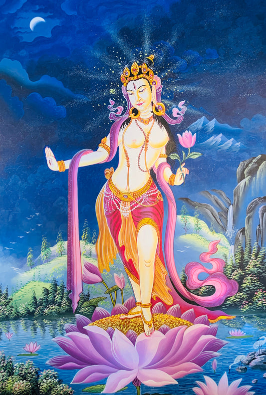White Tara Thangka Painting 60*40 - The Thangka