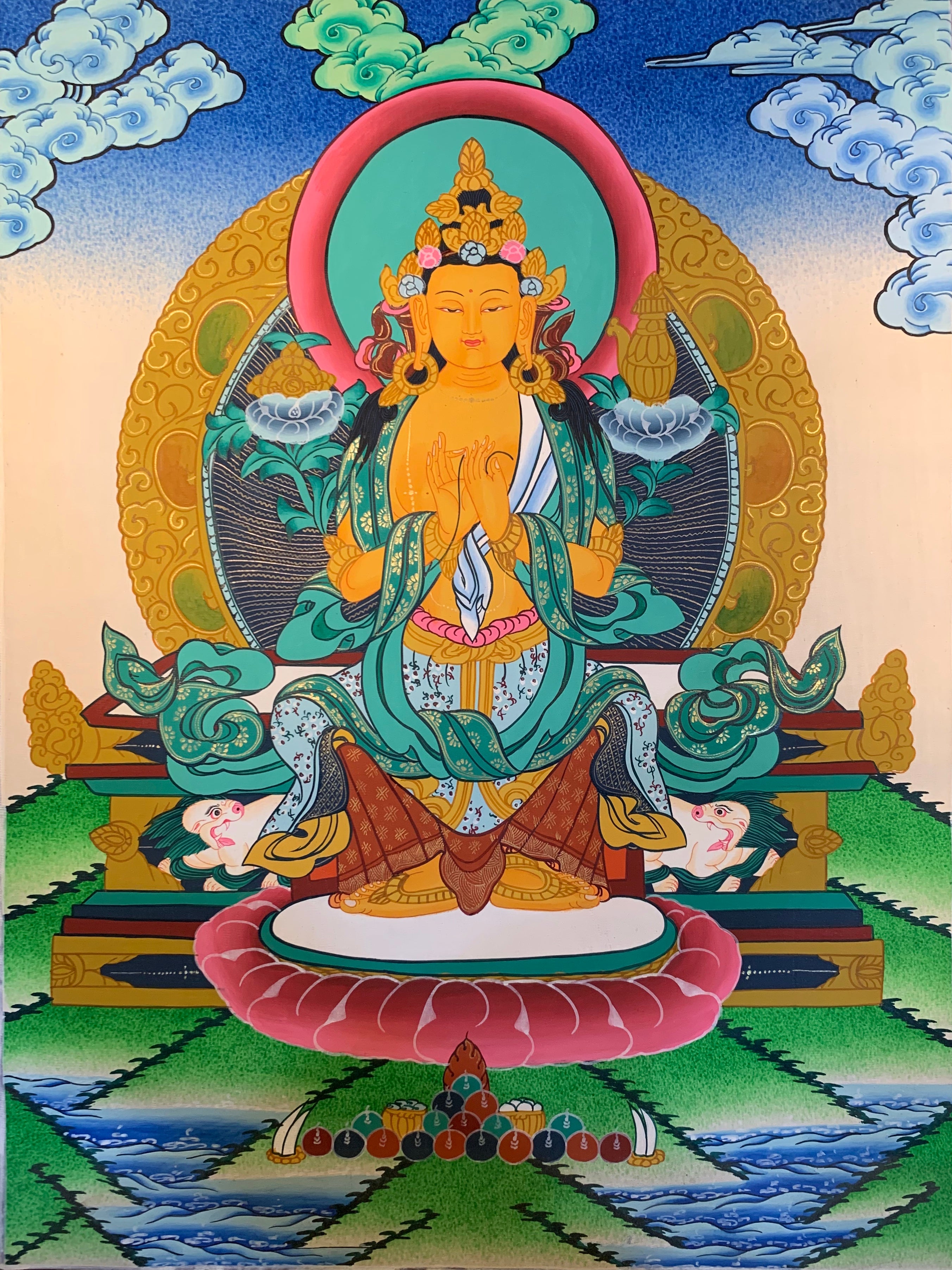 Maitreya Buddha Thangka Painting 50*40 - The Thangka