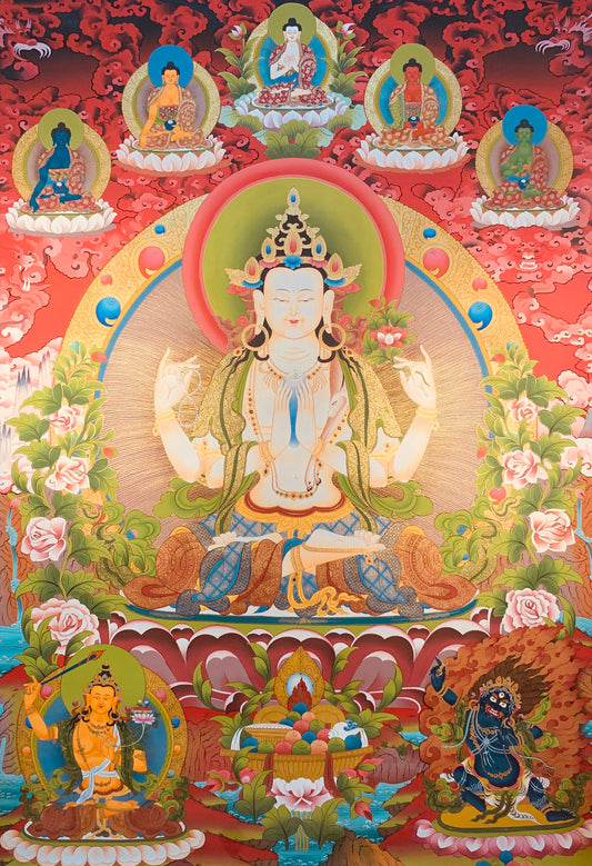 Chenrezig Thangka Painting 90*60 - The Thangka