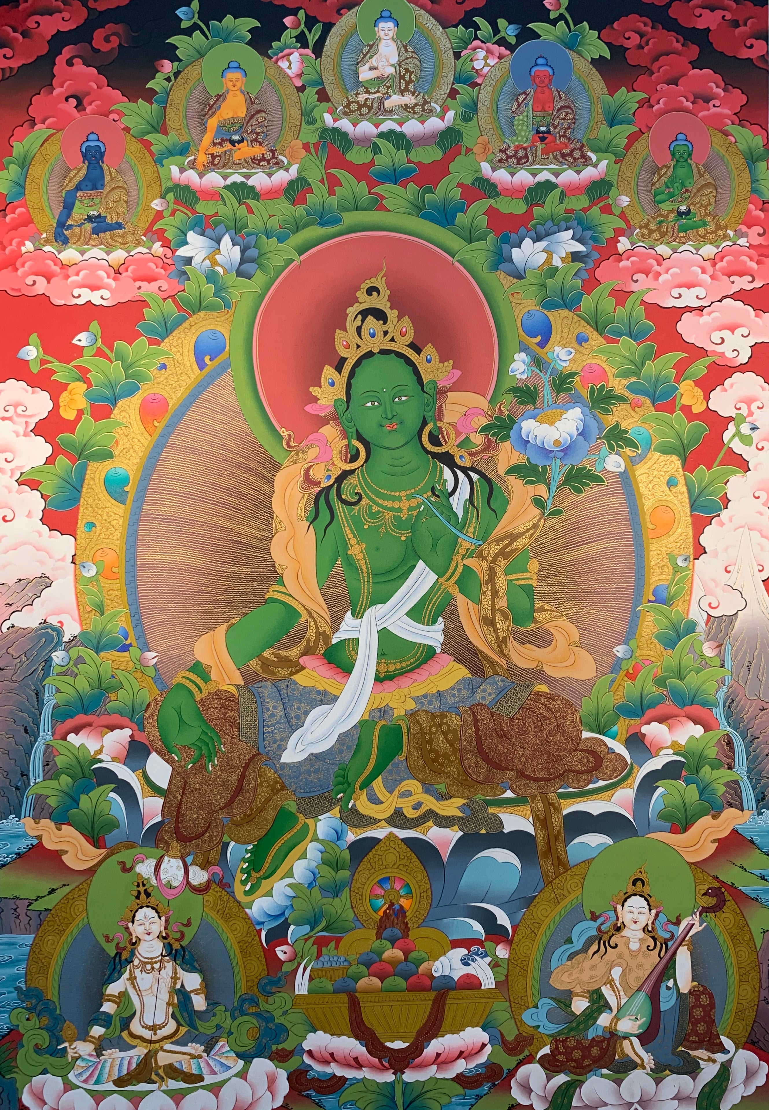 Green Tara Thangka Painting 70*50 - The Thangka