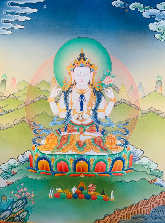 Chenrezig Thangka Painting 60*45 - The Thangka