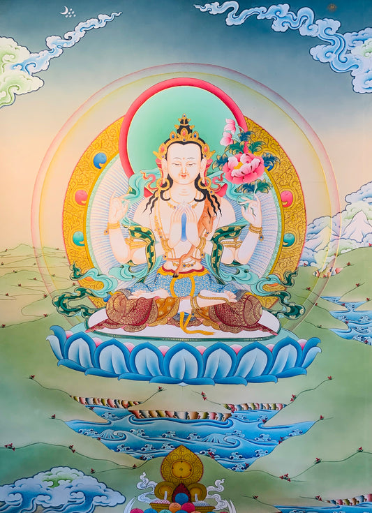 Chenrezig Thangka Painting 56*40 - The Thangka