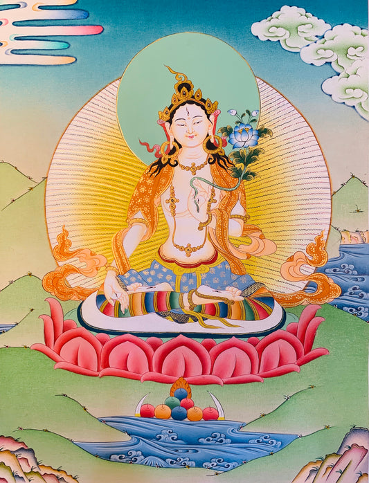 White Tara Thangka Painting 30*23 - The Thangka