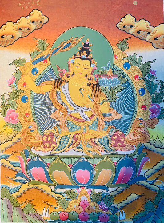 Manjushri Thangka Painting 38*28 - The Thangka