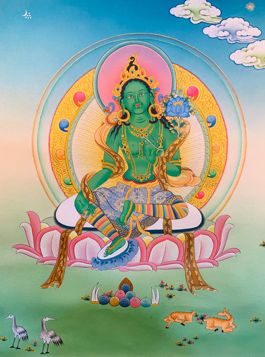 Green Tara Thangka Painting 38*28