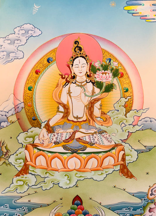 White Tara Thangka Painting 30*23