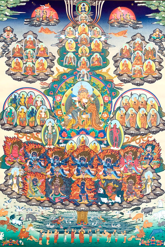 Nyingma Lineage Refuge Tree Thangka Painting 93*64