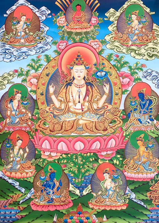 Chenrezig Thangka Painting 90*60