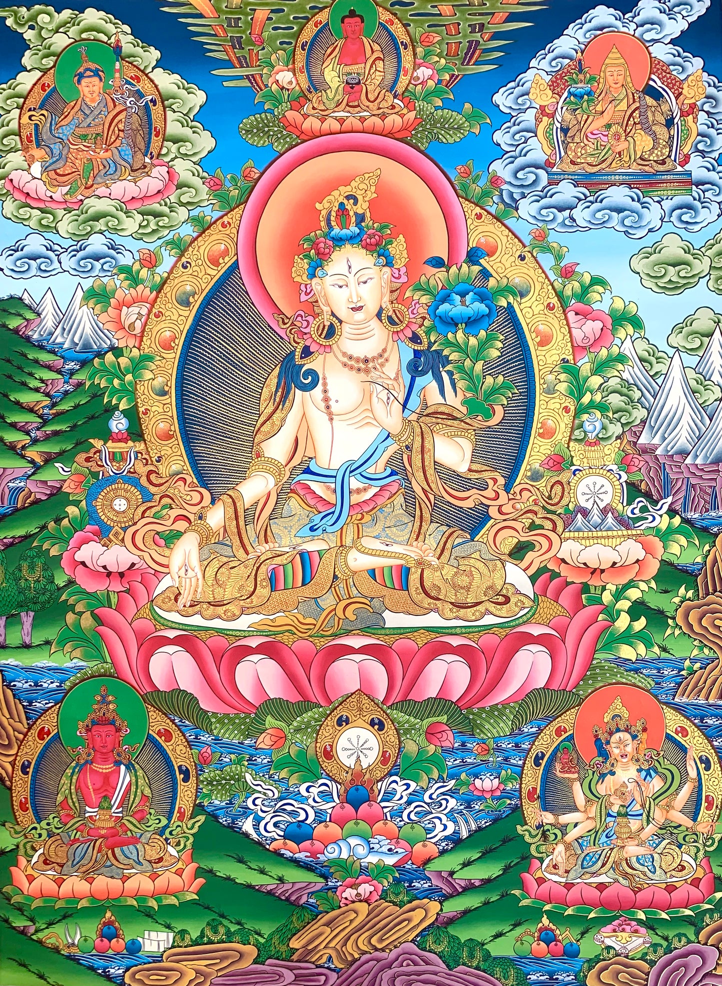 White Tara Thangka Painting 90*63