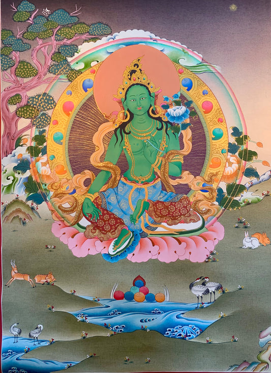 Green Tara Thangka Painting 56x40