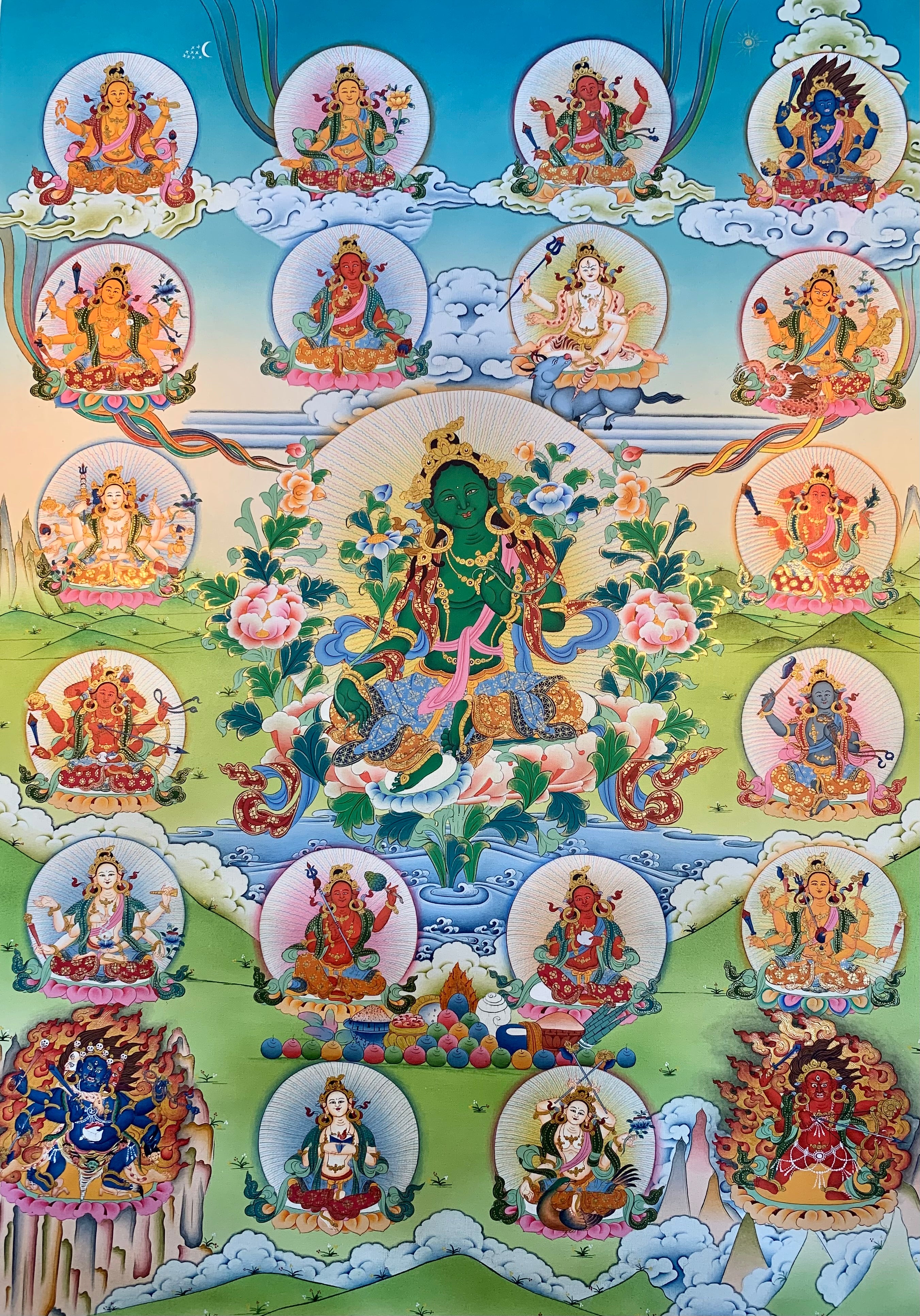 21 Taras - Green Tara Thangka Painting 60*45