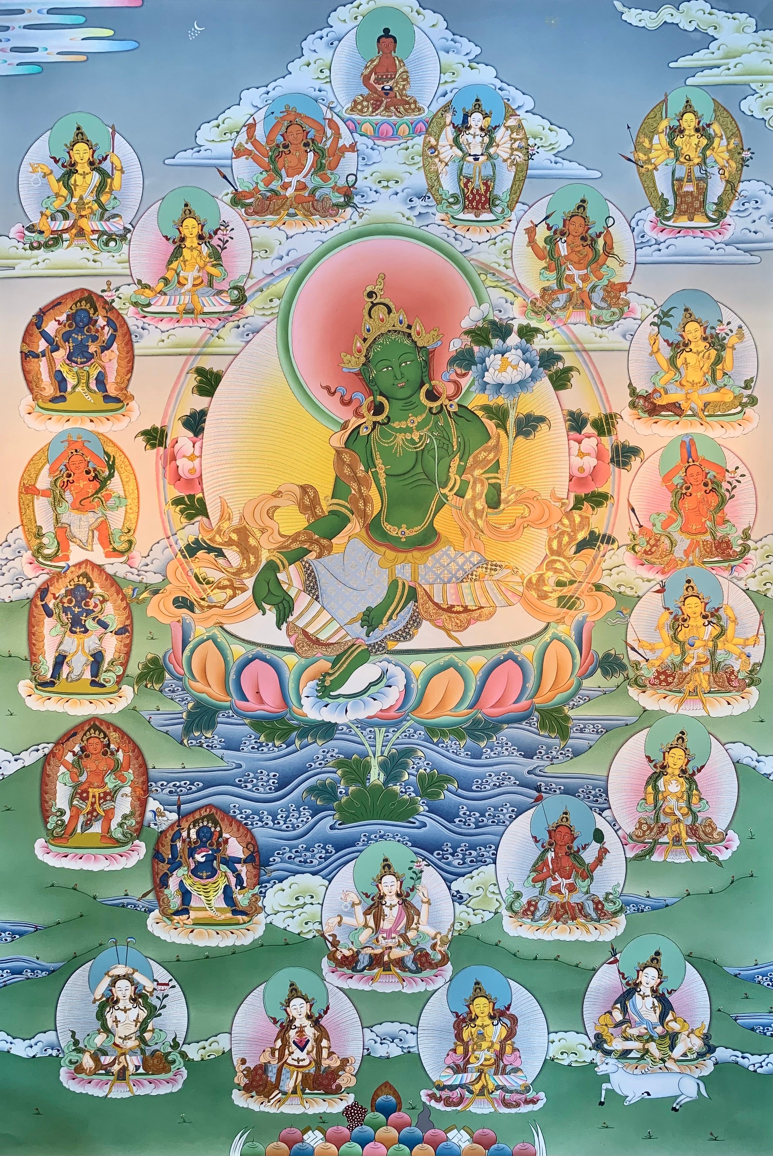 21 Taras - Green Tara Thangka Painting 90*60
