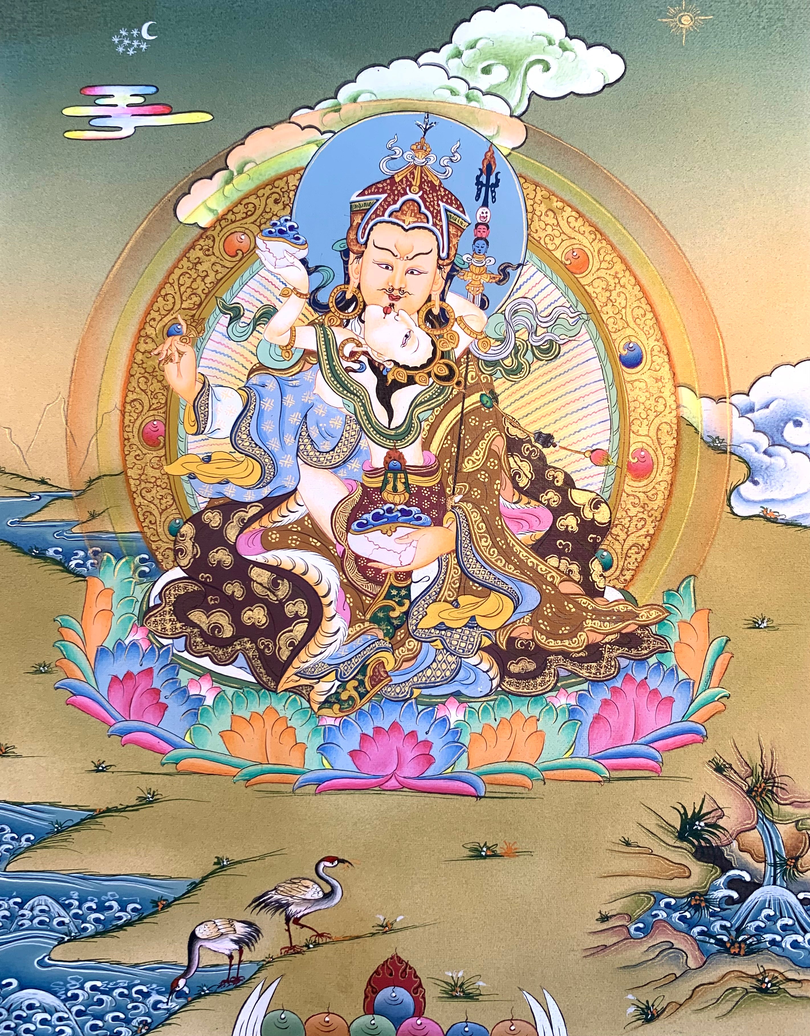 Guru Rinpoche With Consort Thangka Painting 24*19