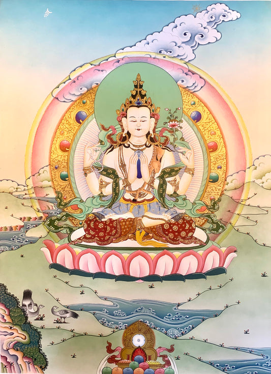 Chenrezig Thangka Painting 38*28