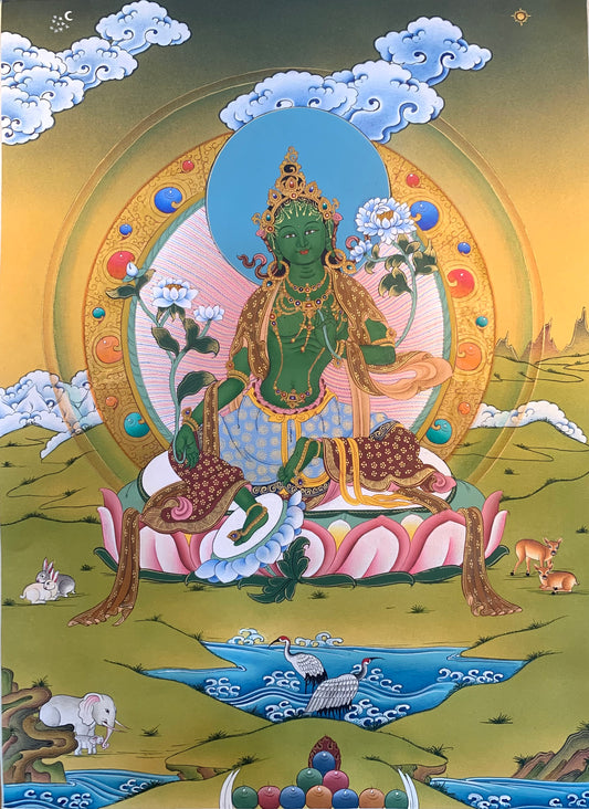 Green Tara Thangka Painting 38*28