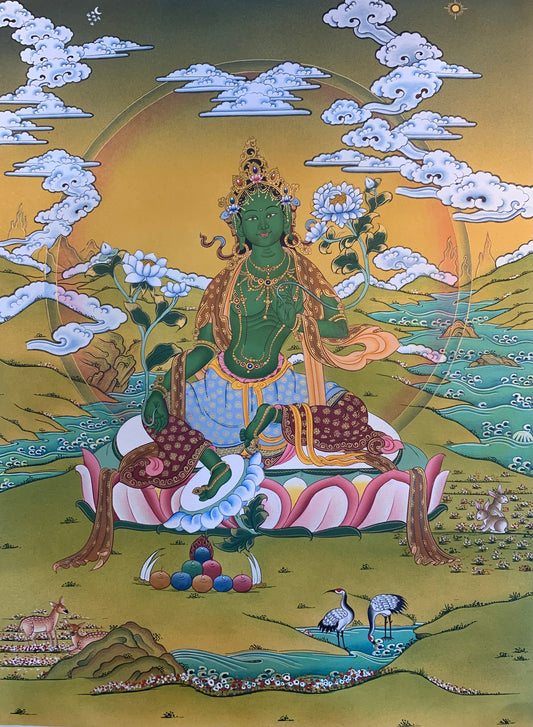 Green Tara Thangka Painting 38*28