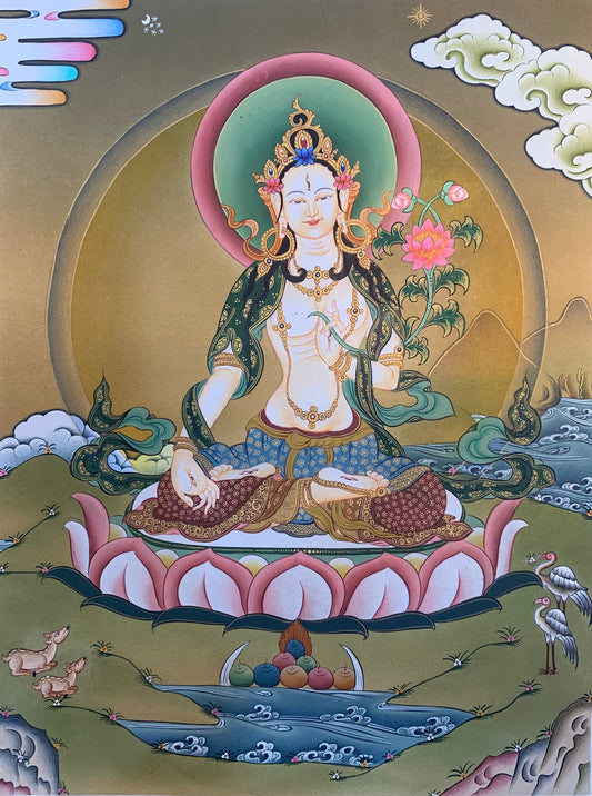 White Tara Thangka Painting 40*30