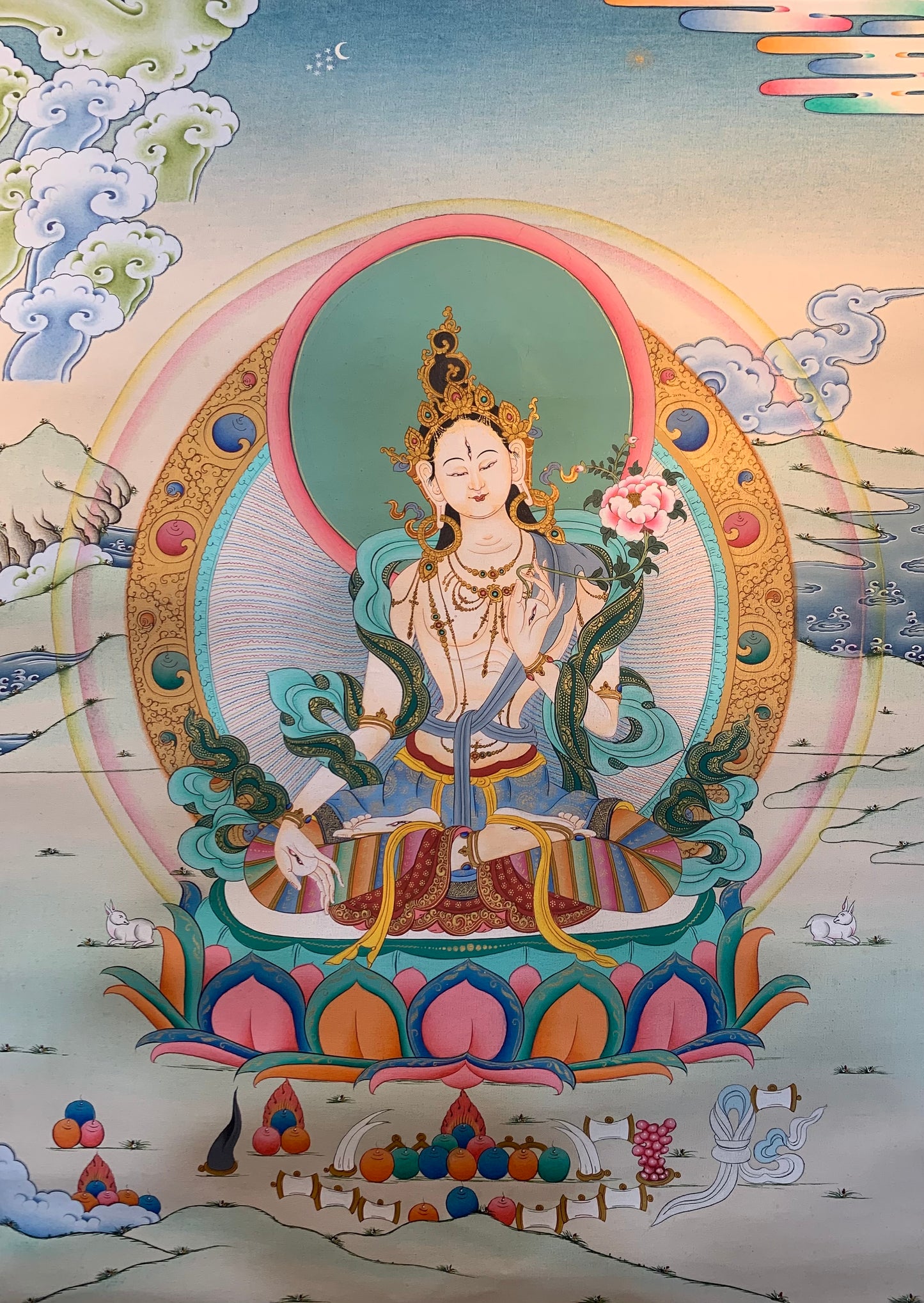 White Tara Thangka Painting 40*30