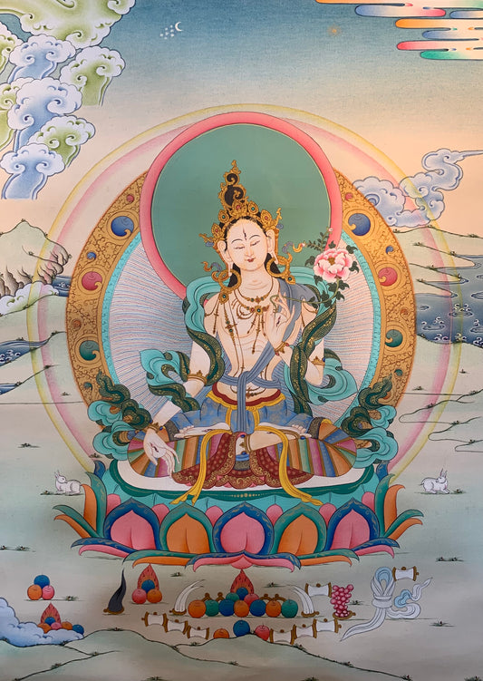 White Tara Thangka Painting 40*30