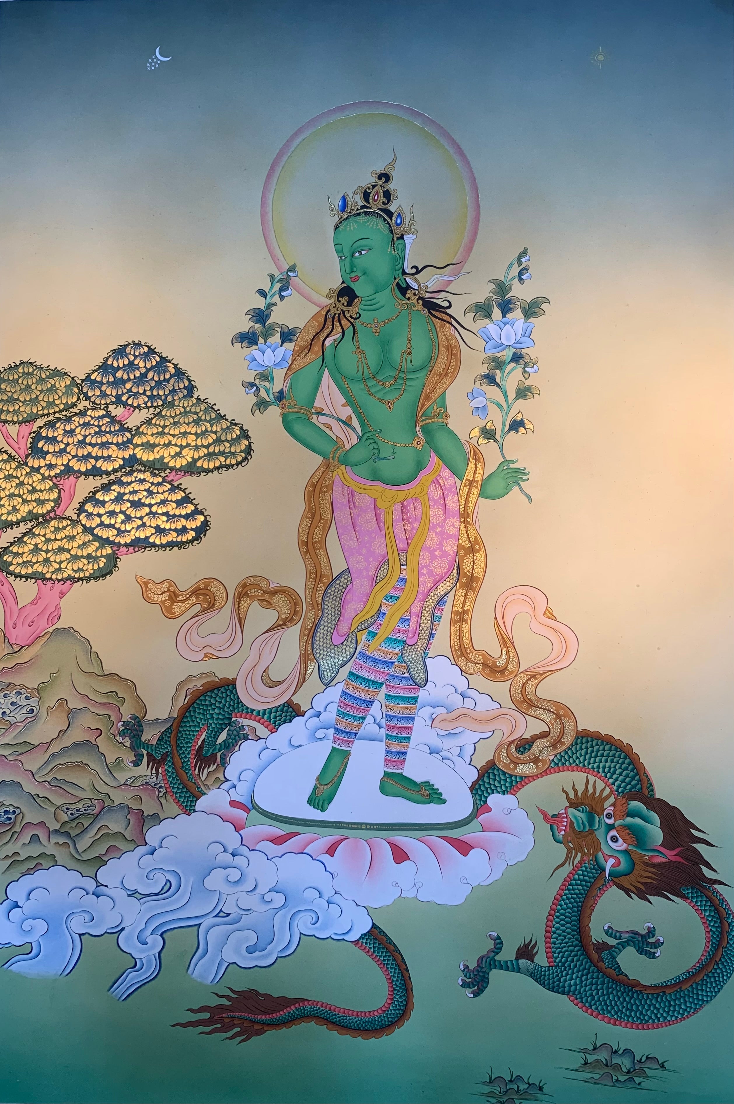 Green Tara Thangka Painting75x50