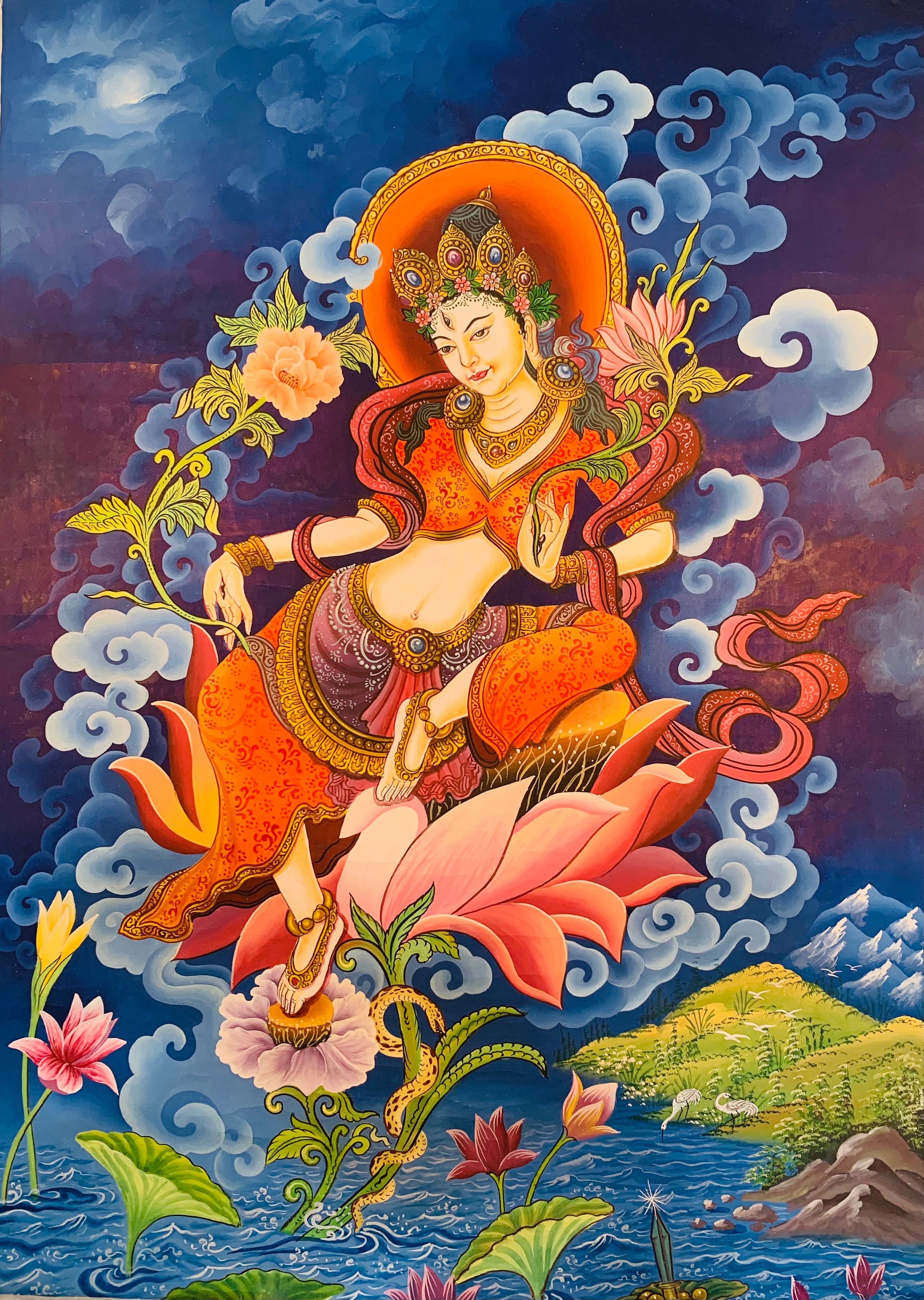 White Tara Thangka Painting 52*40