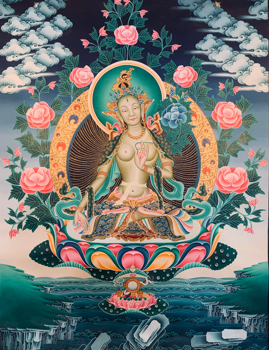 White Tara Thangka Painting 52*40