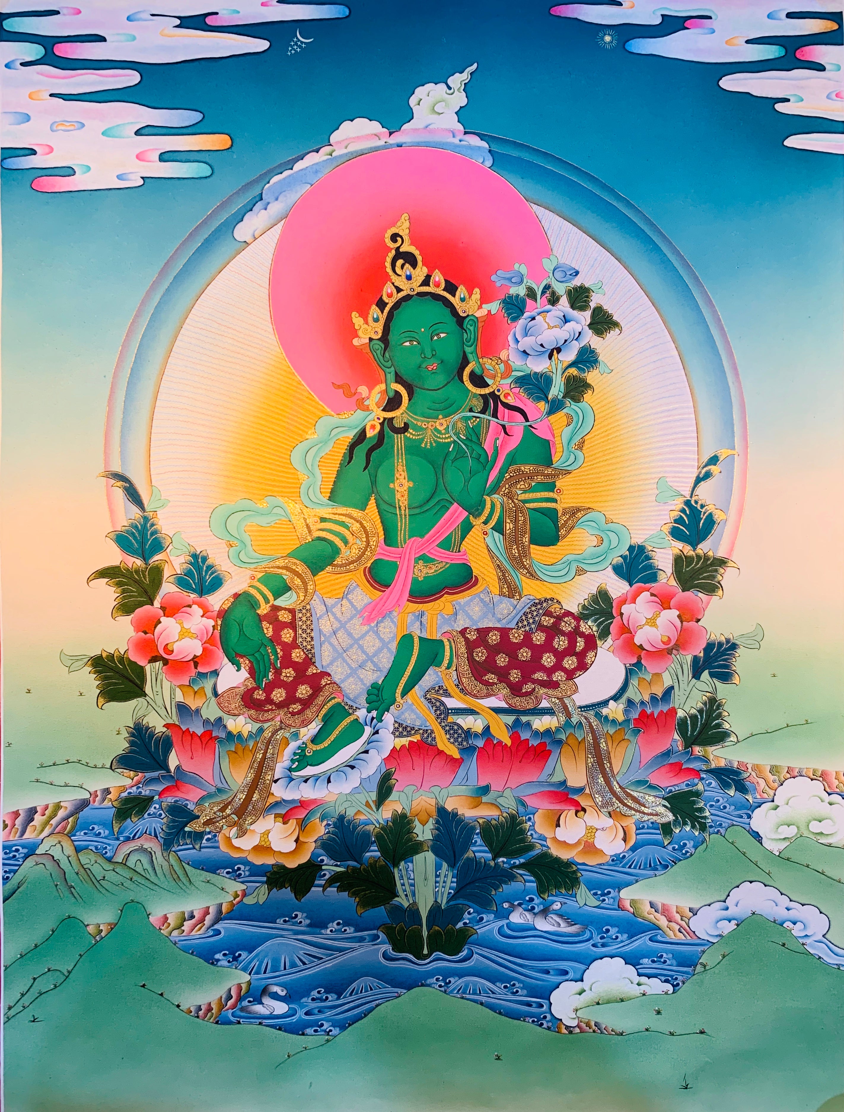 Green Tara Thangka Painting 60*45