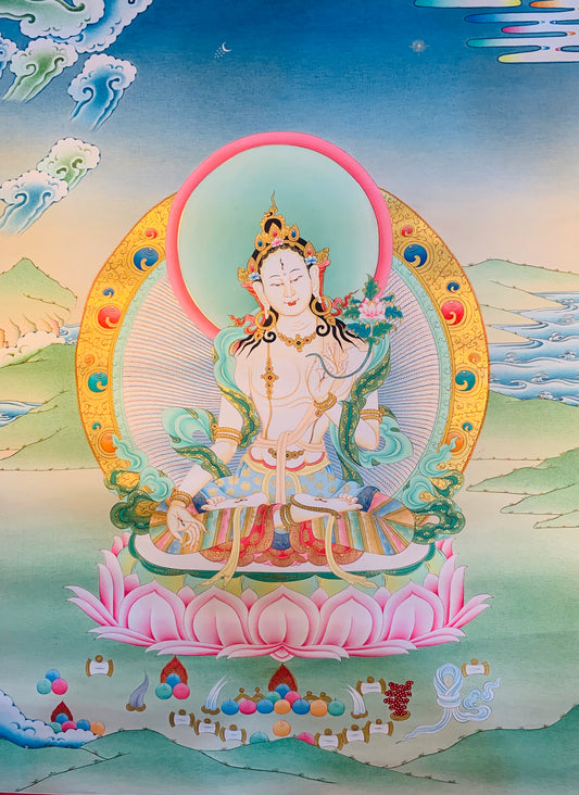 White Tara Thangka Painting 60*44