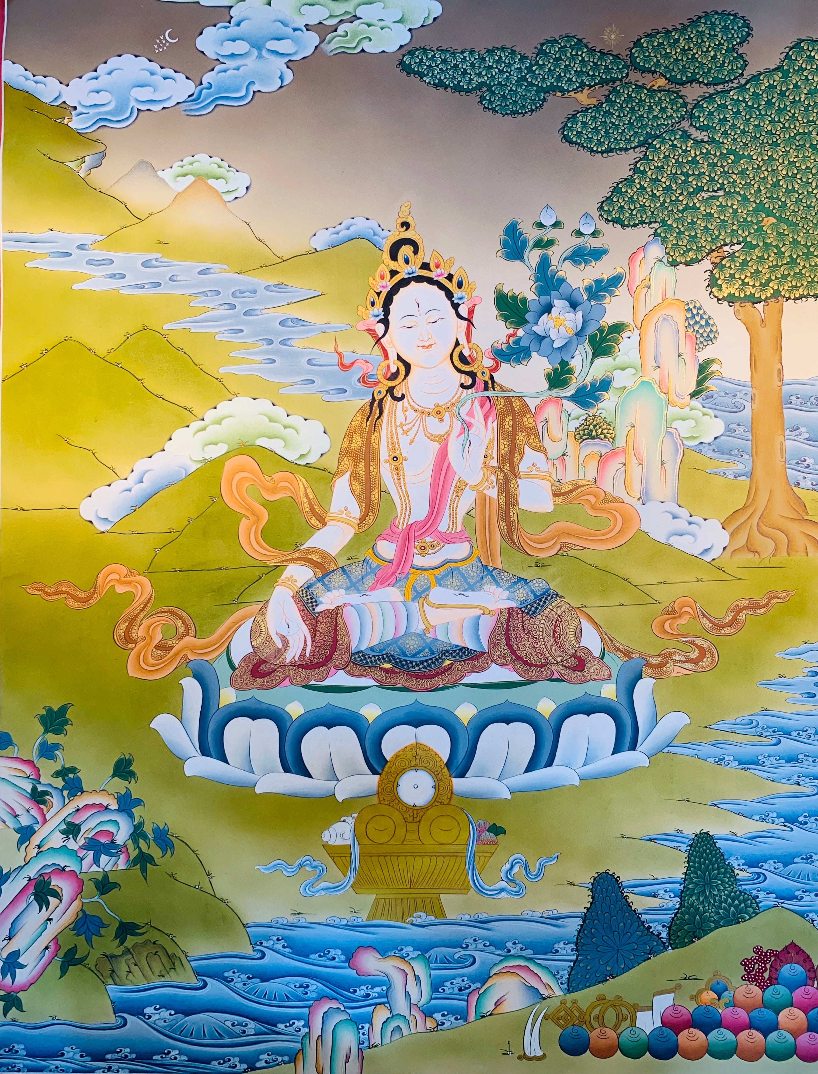 White Tara Thangka Painting 70*50