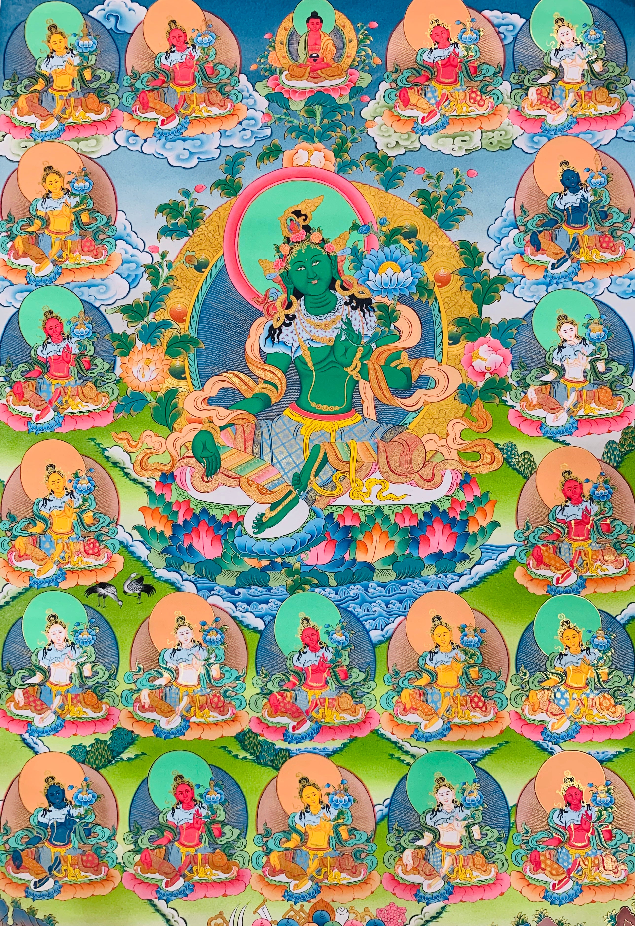 21 Taras - Green Tara Thangka Painting 90*63