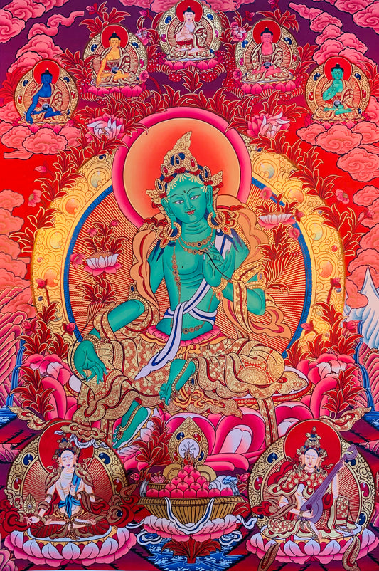 Cuadro Tara Thangka verde 60 * 45